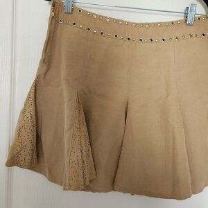 APHERO Beige mini skirt size EUR 38 / US 4 leather and cotton